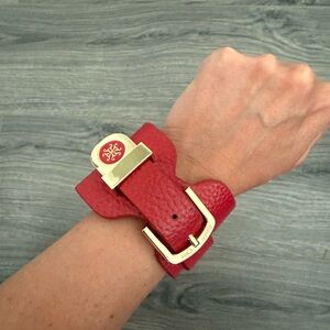 Rustic Cuff Red Leather Buckle Bracelet